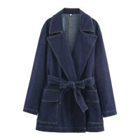 Namirazka - Denim Coat Outer Mantel Jeans Wanita dengan Rumbai dan Saku Depan untuk Gaya Santai