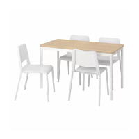 TOMMARYD/TEODORES 餐桌附4張餐椅, 橡木 白色/白色, 130x70 公分