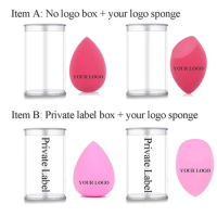 50pcs Custom LOGO Makeup Sponge with Box OEM Beauty Cosmetic Blender Puff For Foundation Cream Soft Blender with Package Case