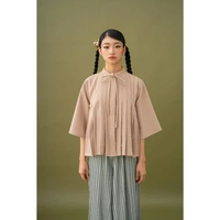 Jade Pleated Top Wheat ML
