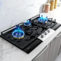 GEYI Gas Cooker 780mm Built-in Countertop Dual Use Gas Stove 3 Burners Fierce Fire Power Gas Range 3 Burner Stove for Kitchen