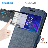 PU Leather Phone Case For LG Wing 5G Flip Case For LG Wing 5G View Window Book Case Soft TPU Silicone Back Cover