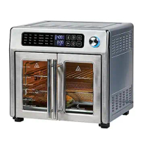 Extra Large Air Fryer Convection Toaster Oven French Doors 26 QT Multi-Cooker Rotisserie Chicken Pizza Bake 24 Presets Stainless