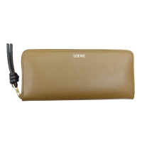 【二手名牌BRAND OFF】LOEWE 羅威【再降價】棕色 牛皮 Knot 拉鍊 長夾