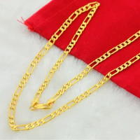 Hip Hop 24K Gold Color Necklace Real Gold 4MM50/55/60/65/70/75CM Ferrero Men's Necklace