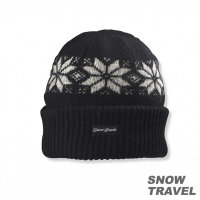 【SNOW TRAVEL】3M防風透氣保暖羊毛帽 雪花摺邊(黑色)