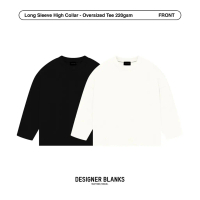 MATTHIEU MIGUEL - LONG SLEEVE HIGH COLLAR OVERSIZED TEE - 220 GSM - DESIGNER BLANKS - Kaos Polos Uni