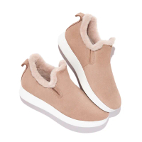 【FitFlop】RALLY SHEARLING-LINED SUEDE SLIP-ON SNEAKERS易穿脫時尚麂皮內鋪毛休閒鞋-女(米色)