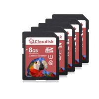 Cloudisk 5pcs SD Card 128GB 64GB SDXC U3 V30 Flash Memory Card 32GB 16GB 8GB 4GB SDHC Class10 For Camera DV SLR