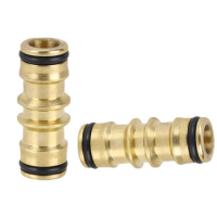 2 Way Garden Brass Hose Connector Joiner Coupler Watering Water Pipe Tap Male Water Pipe Repair Extension Joint