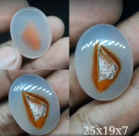 Natural Batu Akik Kristal Motif Gambar Segi 3 Yakut Merah Bolong Antik
