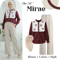 Mirae One set | OOTD set Blouse + Celana + Hijab | Setelan Remeja Wanita | Outfit Korean Style | Set