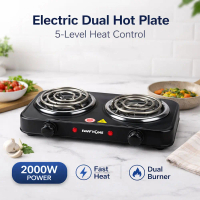 Kaluku Mall - TaffHOME Kompor Listrik 2 Tungku Adjustable 5Gear Coil Hot Plate 2000W - JX-200W