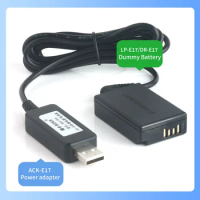USB 5V ACK-E17 power adapter FOR CANON Micro single camera EOS M3,EOS M5 EOS RP EOS M6,EOS M6 Mark II LP-E17 Dummy Battery