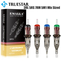 EMALLA Tattoo Needle Cartridge Mix Sized Precise Positioning for Tattoo Liner Shader Tattoo Permanent Makeup Cartridge Needles
