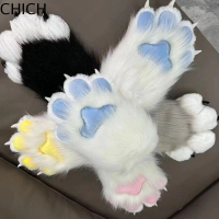 CHICH Cosplay Trang Phục Găng Tay, Hoạt Hình Squeaky Kig Sang Trọng Cat Paw Găng Tay, Kawaii Ấm Furs