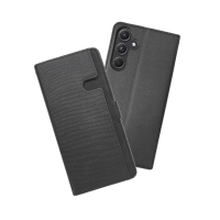 【CASE SHOP】Samsung A35 5G 前收納側掀皮套-黑(內襯卡片夾層 翻蓋站立)