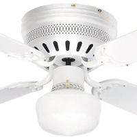 42-Inch Ceiling Fan with Five Reversible White/Whitewash Blades and Single Light kit with White Opal Glass