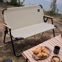 Outdoor Portable Leisure Kermit Double Folding Chair Camping Aluminum Alloy Park Backrest Chair
