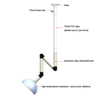 Universal Smoke Exhaust Ventilator Pipe for Smoke Extractor Fume Arm Aluminium Tube Fume Extractor