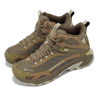 【MERRELL】戶外鞋 Moab Speed 2 Mid GTX 男鞋 卡其 棕 防水 黃金大底 緩衝 抓地 登山鞋(ML037505)