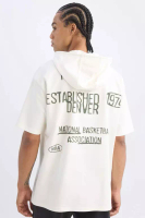 DeFacto Defactofit Nba Denver Nuggets Oversize Wide Fit Hooded Back Printed Short Sleeve T-Shirt C92