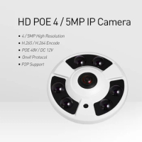H.265 POE Fisheye HD 4MP 5MP IP Camera 1616P 6 Array IR LED Night Panoramic Security CCTV System Video Surveillance Cam P2P