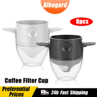 1~8PCS Portable Coffee Filter Stainless Steel Easy Clean Reusable Coffee Funnel Paperless Pour Over Holder Coffee Dripper Tools