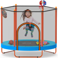 2024 New 60'' Rebounder Trampoline Indoor Outdoor for Kids Ages 1-8, 5 FT Recreational Toddler Trampoline