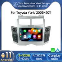 Intelligent Android System Wireless CarPlay Android Auto Car Radio Multimedia Player for Toyota Yaris 2005 - 2012 No 2 Din DVD