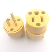 Yellow Copper 15A 125V 5-15P 5-15R 3pole South American assembly wiring plug socket US Standard industrial male female plug