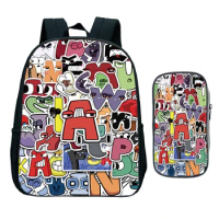 Game Alphabet Lore Backpack Pen Bag Kids Kindergarten Bookbag Funny Letter Print Backpack Preschool Boys Girl 2pcs Set Schoolbag