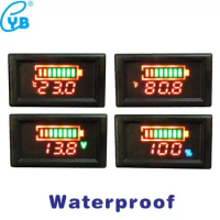 YB28VTM-W Waterproof Voltmeter Lead-acid Lithium Battery Capacity Indicator Temperature Meter LED Digital DC Voltage Volt Meter