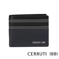 【Cerruti 1881】限量2折 義大利頂級小牛皮8卡短夾皮夾 CEPU06058M 全新專櫃展示品(黑色 贈禮盒提袋)
