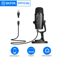 BOYA BY-PM500 USB Condenser Desktop Microphone For PC Computer Mobile Phone Singing Gaming Streaming Podcasting Recording Mic