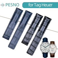 Pesno Suitable for TAG Heuer Carrera Alligator Skin Leather Watch Band 19mm 20mm 22mm Crocodile Leather Watch Strap