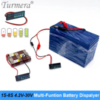เครื่องวัดแบตเตอรี่มัลติฟังก์ชั่น, Turmera, จอแสดงผลความจุ 2s-8s, 5v-30v, เหมาะสำหรับแบตเตอรี่ลิเธีย