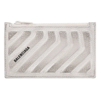 【Balenciaga 巴黎世家】簡約LOGO荔枝牛皮信用卡證件名片零錢卡包(白)