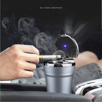 Internet Celebrity Style Car Ashtray High-End Luxury Car Ashtray High-Grade Metal LED Light Car Asht