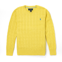 Polo Ralph Lauren 年度熱銷經典刺繡小馬麻花針織毛衣(青年款)-黃色