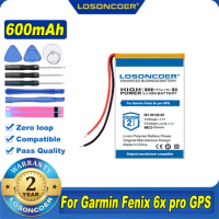 100% Original LOSONCOER 600mAh 361-00126-00 Battery For Garmin Fenix 6X Pro Solar, Tactix Delta, GPS Sports Watch