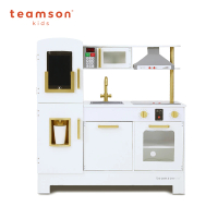 【Teamson】小廚師慕尼黑復古玩具聲光木製廚房-白色(附電子書寫板)