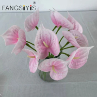 1pc Artificial Flower Real Touch Anthurium Lotus Wedding Bride Fake Flower Plant DIY Party Christmas Home Decoration Accessories