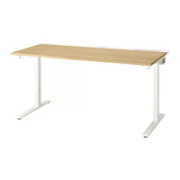 MITTZON 書桌/工作桌, 實木貼皮, 橡木 白色