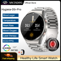Healthy เลือดน้ำตาลสมาร์ทนาฬิกาผู้ชาย ECG PPG อุณหภูมิร่างกายที่แม่นยำ Monitor Smartwatch HRV ความดันโลหิตนาฬิกา2023