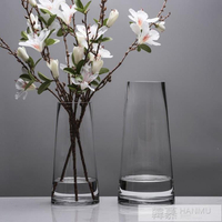 北歐T型簡約玻璃花瓶透明 圓柱花器客廳餐桌家居裝飾插花花瓶擺設 樂樂百貨