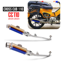 Motorcycle Exhaust For HONDA CC110 Super Cub110 Cross Cub110 2018-2023 Modified Exhaust Pipe Side Row Full Section Exhaust Pipe