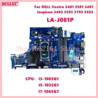 LA-J081P พร้อม I3 I5 I7-10th Gen CPU Mainboard สำหรับ Dell Vostro 3401 3501 3491 Inspiron 3493 3593