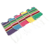 5pcs Beer Poncho Mexican Party Supplies Mini Serapes Cover for Beer Bottle Rainbow Striped Beer Bottle Poncho