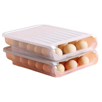 2 Pack Auto Scrolling Egg Storage Holder Eggs Storage Rack Refrigerate Food Savers Eggs Plastic Space Saver,White